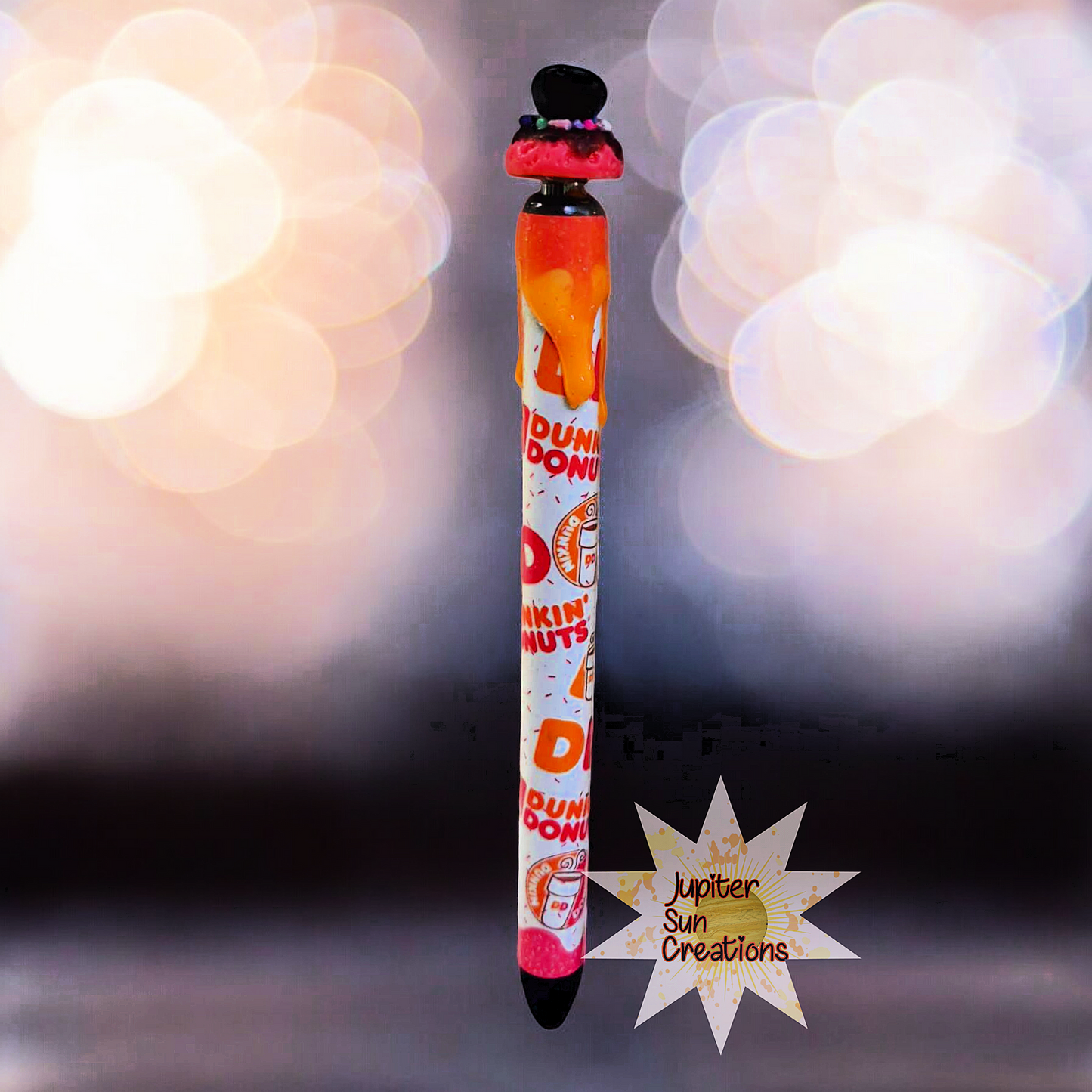Pink and orange coffee lover pen