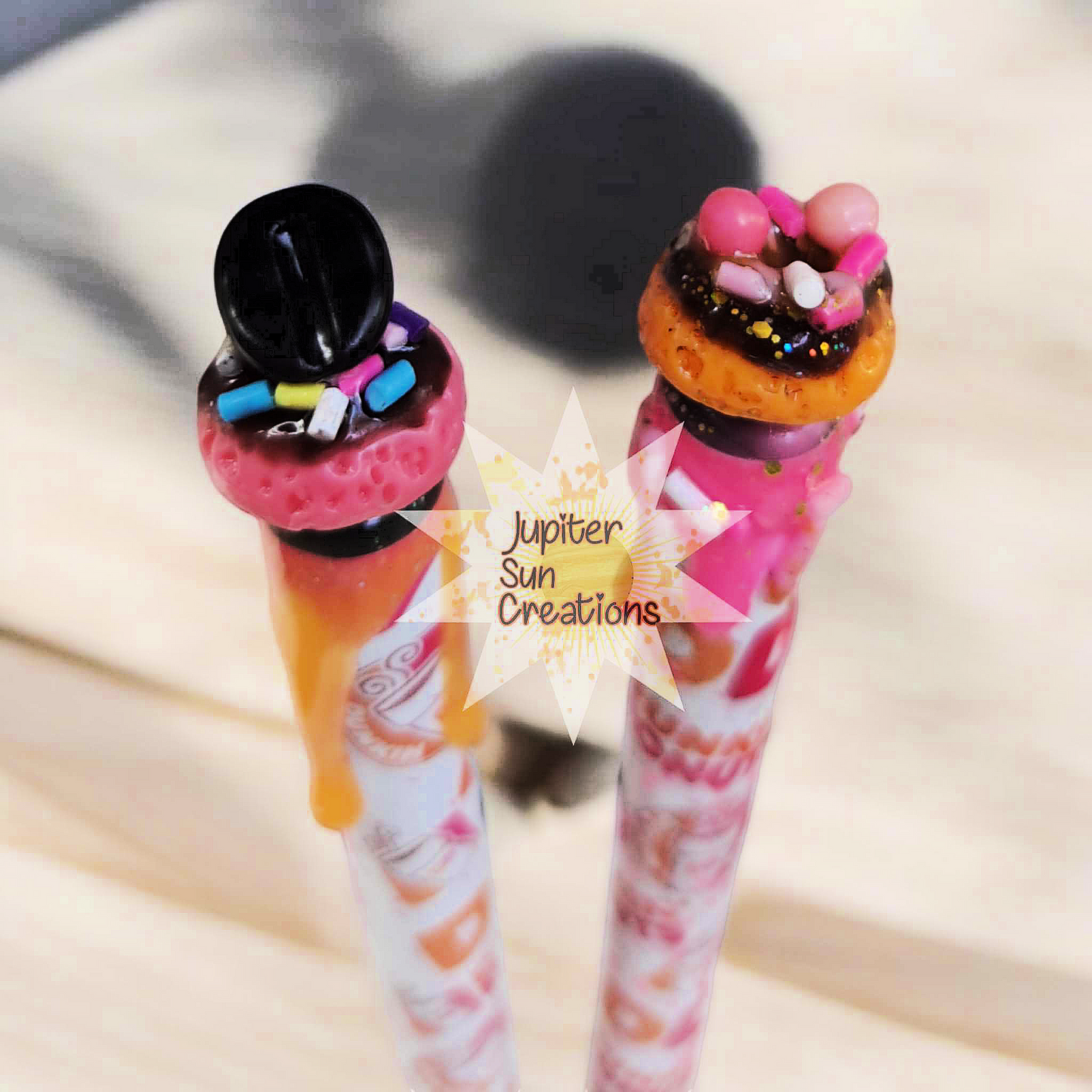 Pink and orange coffee lover pen