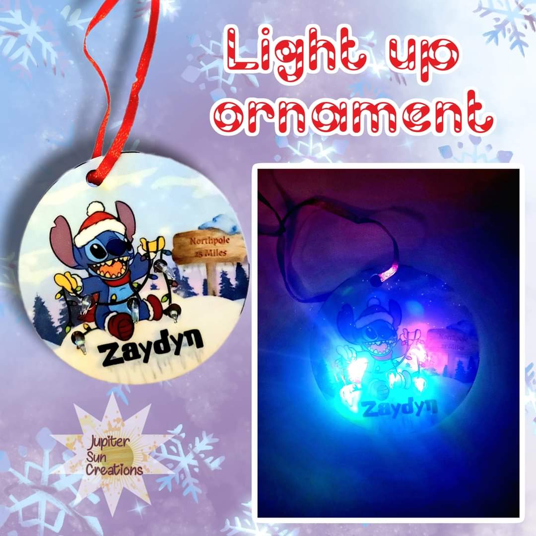 Blue alien light up ornament