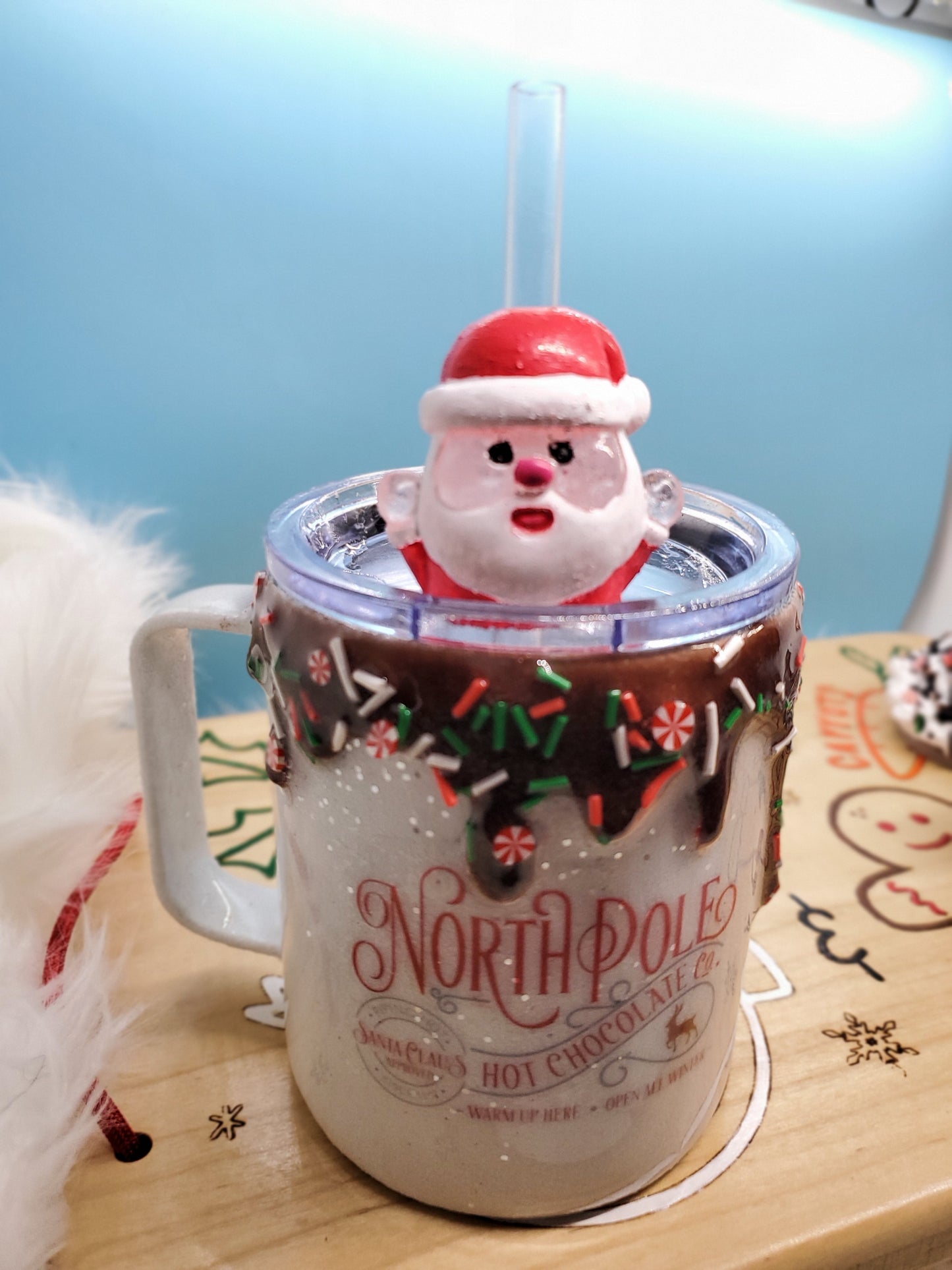 Santa straw topper
