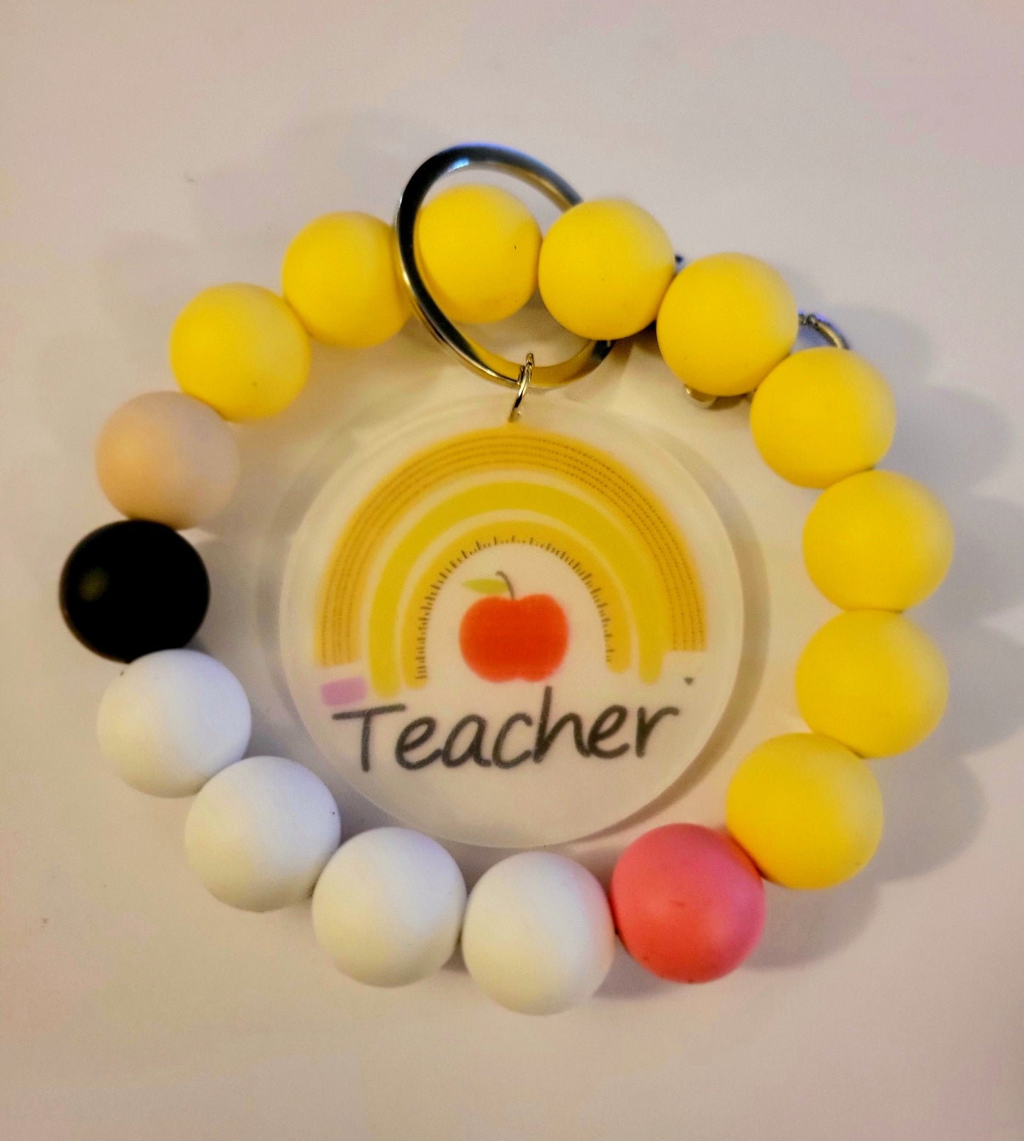 TEACHER BEADED KEY RING BRACELET