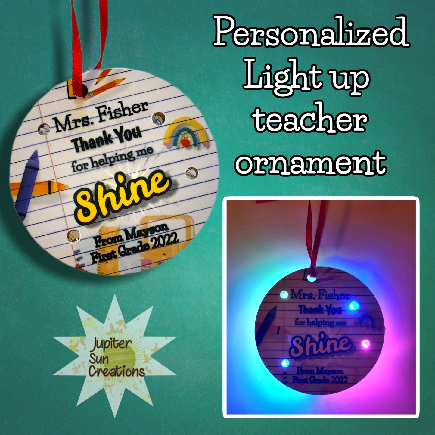 Light up teacher ornament