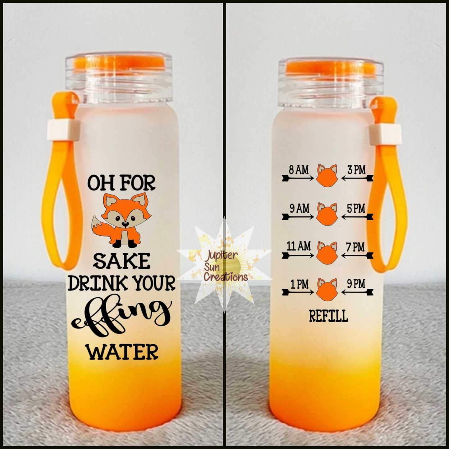 For fox sake glass water bottle