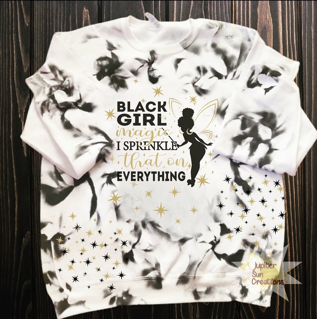 Kids/Youth tye dye black girl magic sprinkle on everything