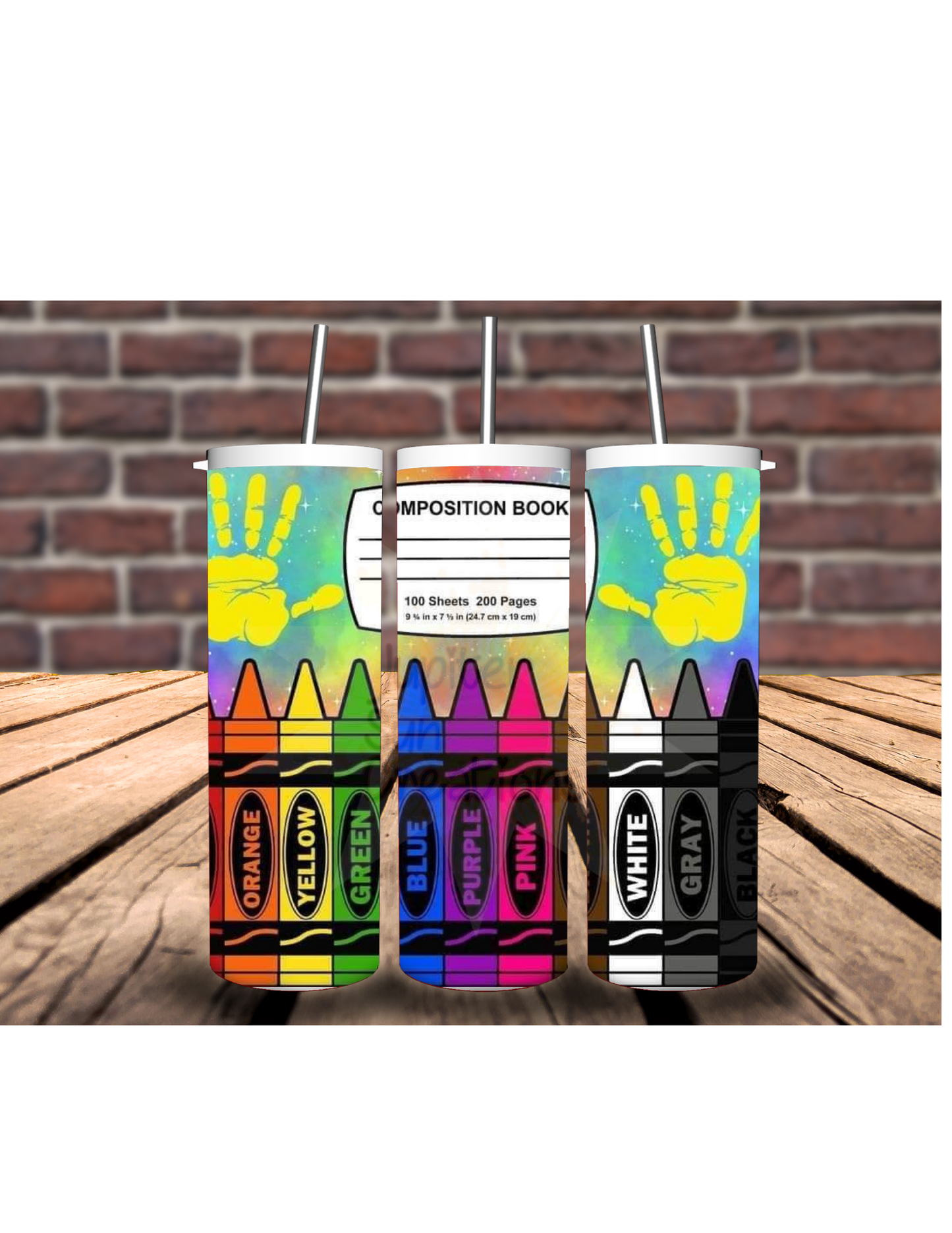 Crayons and composition book