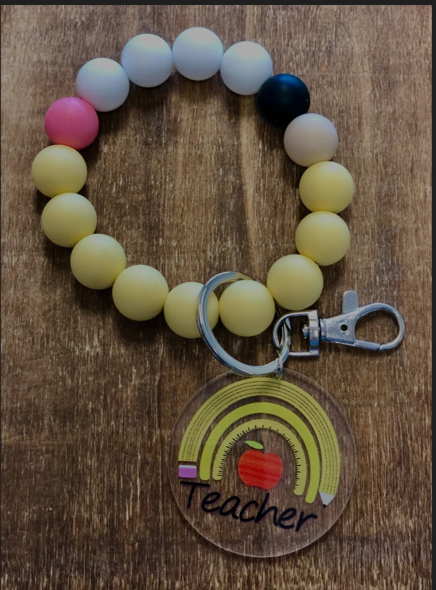 TEACHER BEADED KEY RING BRACELET