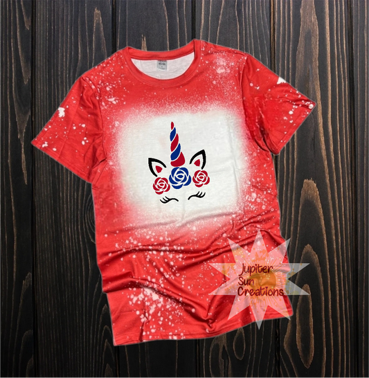 Red, white and blue flower unicorn