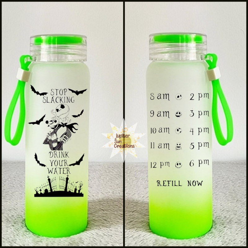 Nightmare before hydration glass water bottle